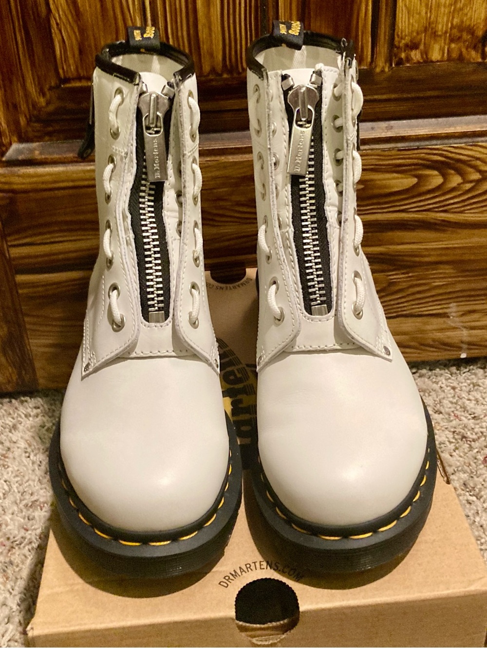 DR MARTENS 1460 TWIN ZIP LEATHER LACE BOOTS NWB